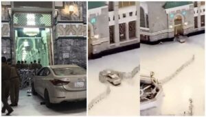 ދުވަމުންދިޔަ ކާރެއް މައްކާގެ ހަރަމްފުޅުގެ ތެރެއަށް ވަދެގެންފި