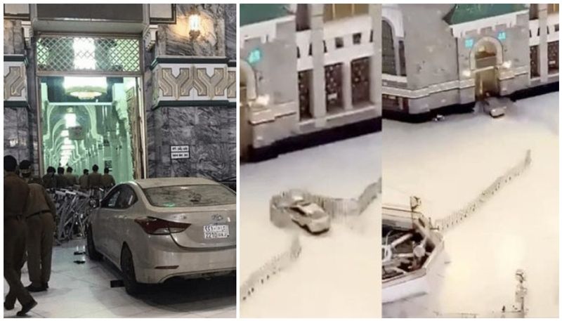 ދުވަމުންދިޔަ ކާރެއް މައްކާގެ ހަރަމްފުޅުގެ ތެރެއަށް ވަދެގެންފި