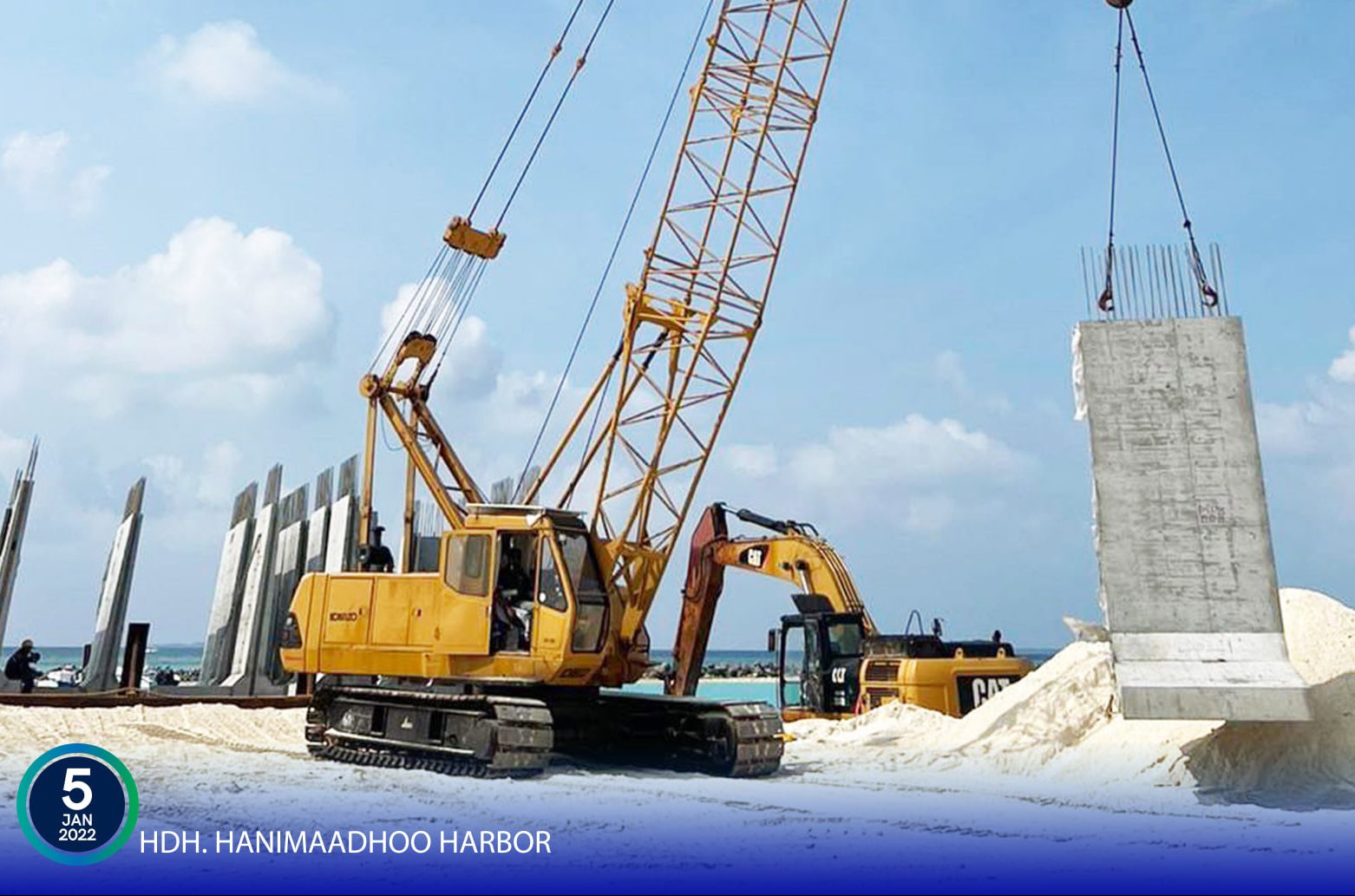 ހަނިމާދޫ ބަނދަރު މަޝްރޫޢު: ކޮންކްރީޓް ގަލުގެ ތިންވަނަ ޝިޕްމަންޓް އެރަށަށް ގެންގޮސްފި