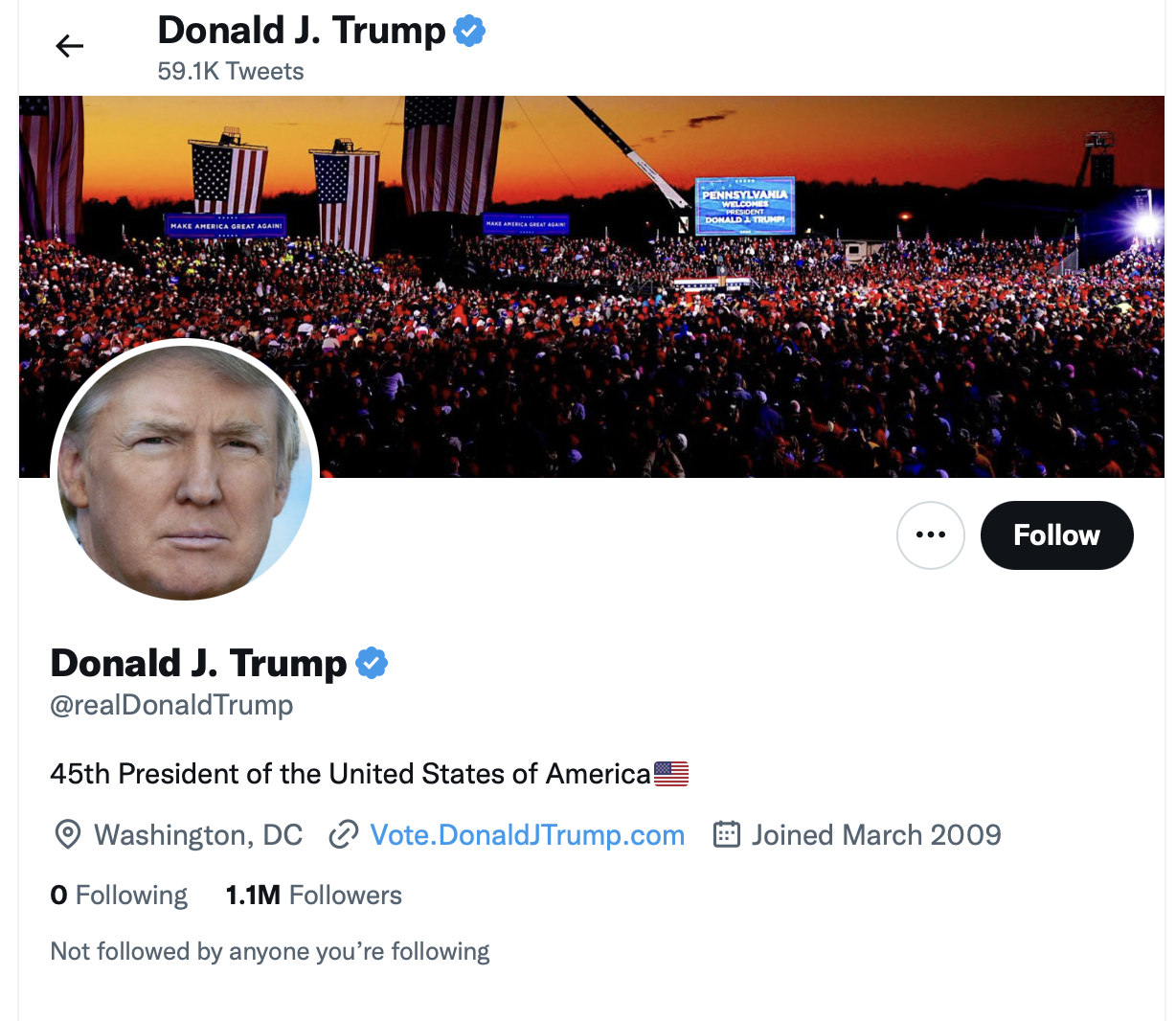 ޓްރަމްޕްގެ ޓުވިޓަރ އެކައުން އެކްޓިވޭޓް ކޮށްފި