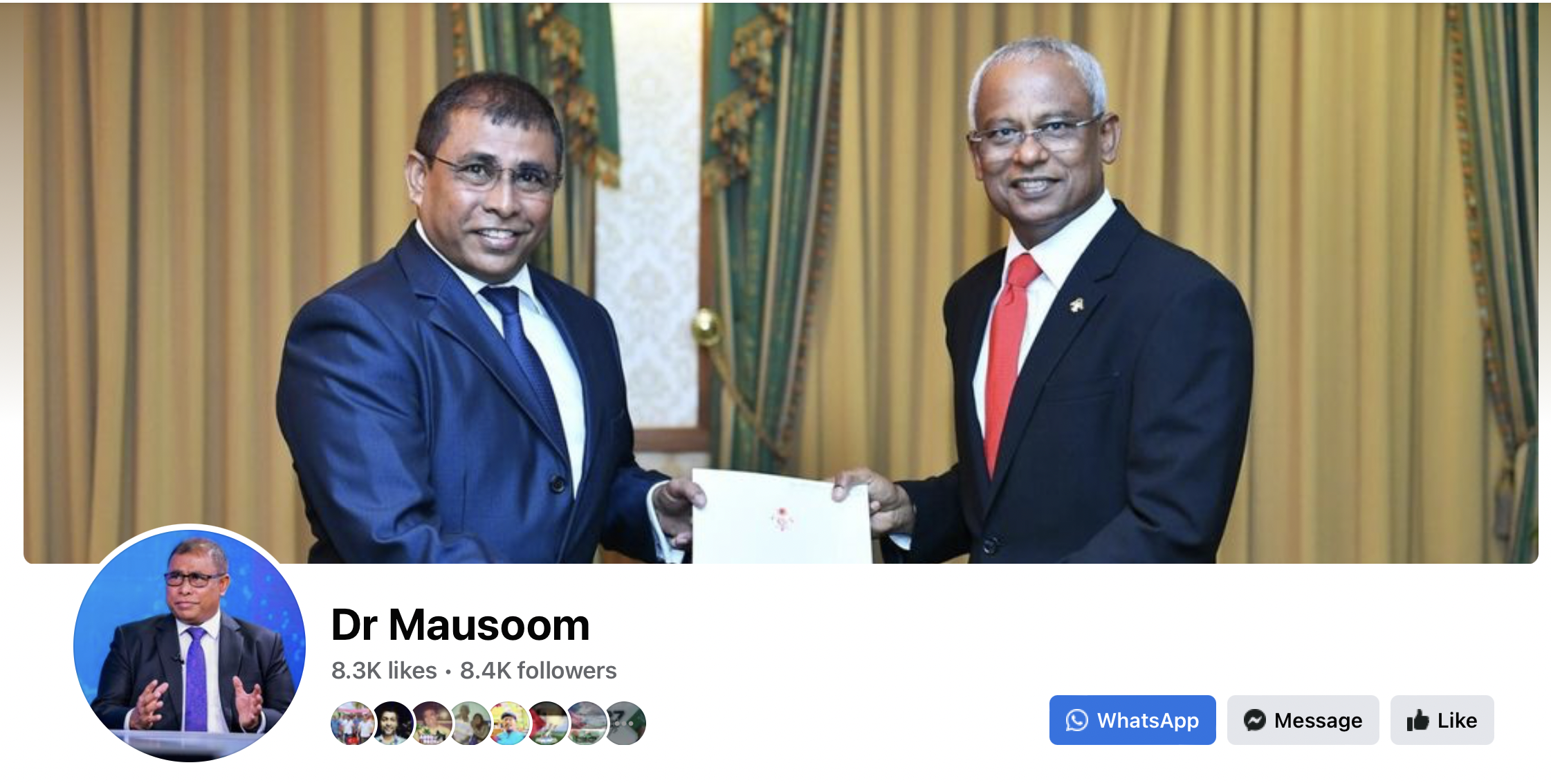 ތާއީދުކުރަނީ ރައީސަށްކަން، ޑރ. މައުސޫމުގެ ފޭސްބުކު ކަވަރ ފޮޓޯއިން ދައްކާލައިފި