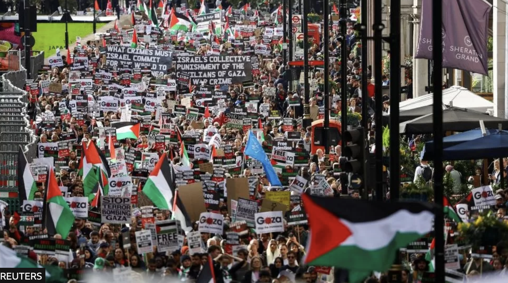 އިނގިރޭސިވިލާތުގައި އެތައް ހާސް ބަޔަކު ފަލަސްތީނަށް ތާއީދުކޮށް މުޒާހިރާ ކޮށްފި