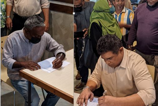 ބަރުލަމާނީ ވައުދު ފުއްދުމަށް ރައީސްއަށް ދަންނަވާ ޕެޓިޝަންގައި މުއިއްޒުއާއި ބޮންޑެވެސް ސޮއިކޮށްފި