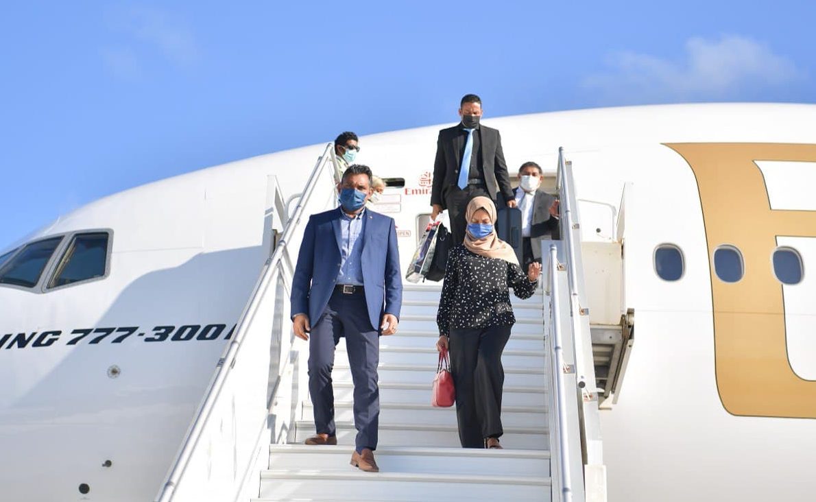 ޔޫއޭއީއަށް ކުރެއްވި ދަތުރުފުޅަށްފަހު ނާއިބު ރައީސް މާލެ ވަޑައިގެންފި