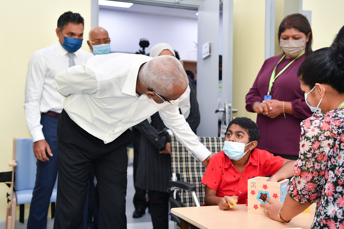 ހުޅުމާލެ ހޮސްޕިޓަލްގައި ޤާއިމުކުރި ޗައިލްޑް ޑިވެލޮޕްމަންޓް ސެންޓަރ ރައީސް ހުޅުވައިދެއްވައިފި