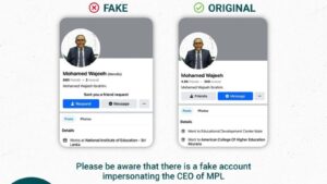 އެމްޕީއެލްގެ ސީއީއޯގެ ނަމުގައި ފޭކް އެކައުންޓެއް ހިންގަމުންދާތީ ސަމާލުވާން އެދިއްޖެ!