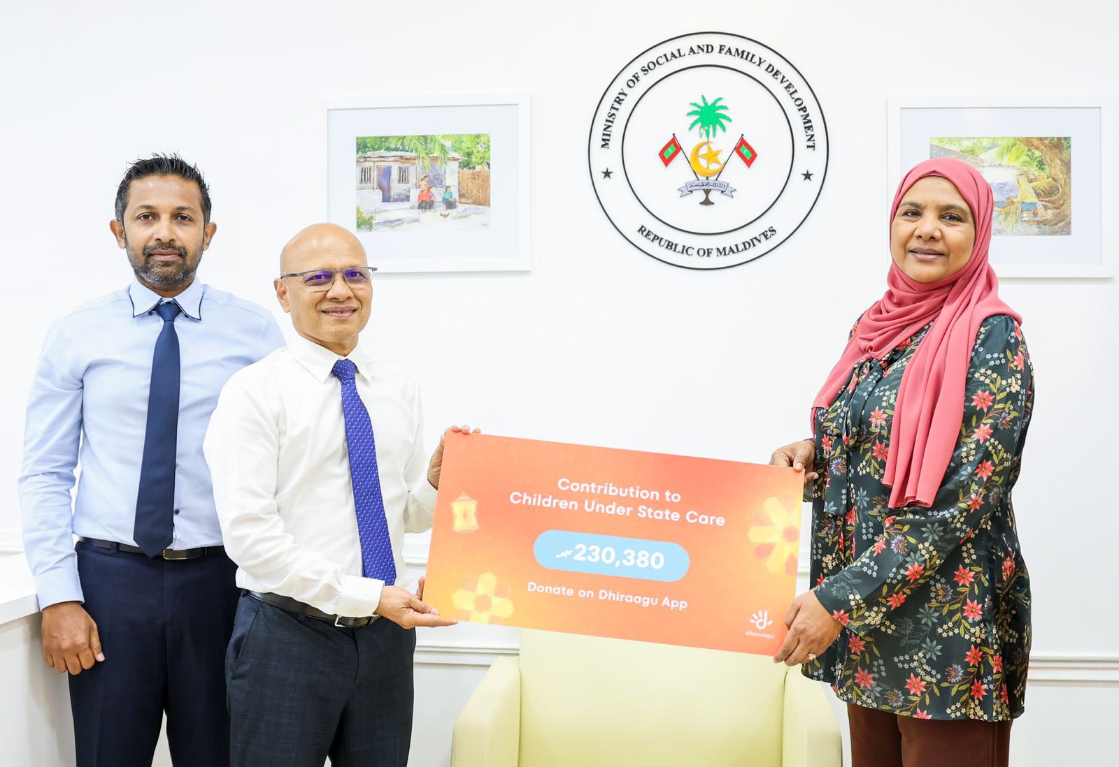 ދިރާގުން ދައުލަތުގެ ބެލުމުގެ ދަށުގައިވާ ކުދިންނަށް 230,380 ރުފިޔާ ހަދިޔާ ކޮށްފި