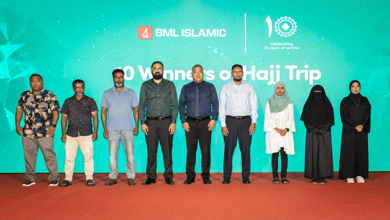 ބީއެމްއެލް އިސްލާމިކްގެ 10 ވަނަ އަހަރީ ދުވަހުގެ ޕްރޮމޯޝަނުން 10 މީހަކަށް ހައްޖު ދަތުރު ލިބިއްޖެ