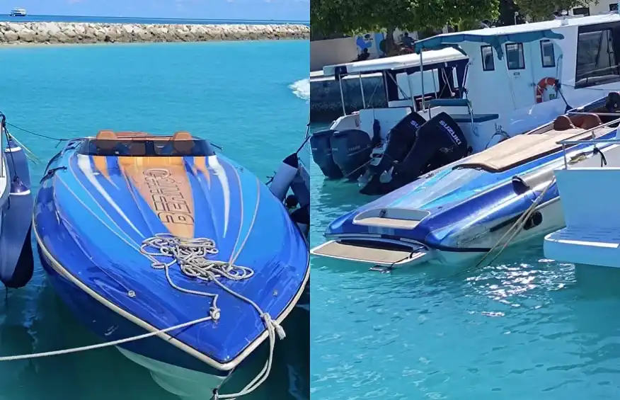 ވ. ފެލިދޫ ކައިރިން ލޯންޗެއް ބަންޑުންޖަހާލައި މީހެއްގެ އަތް ބުރިވި