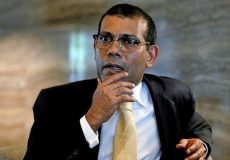 Maldives former president Mohamed Nasheed speaks during an interview with Reuters in Colombo